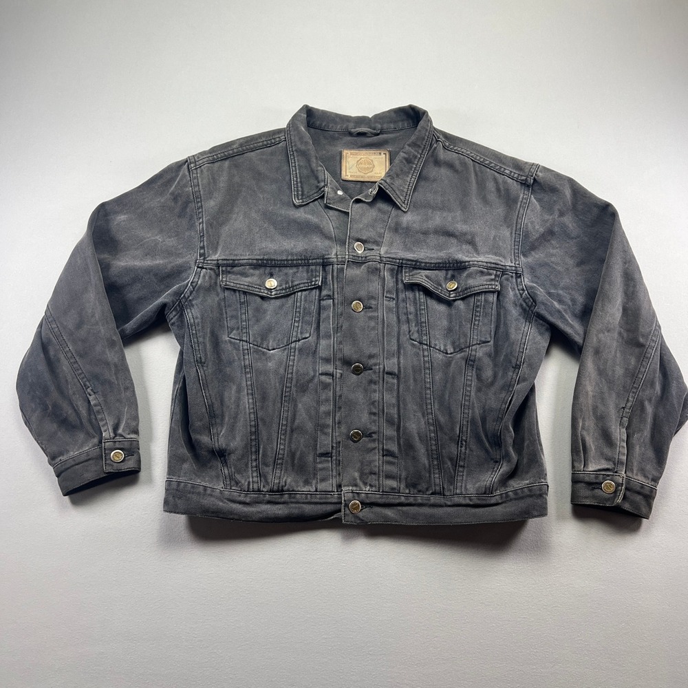Union Proportioned Fit Trucker Jacket Mens Gray Denim Cotton Button Front Winter